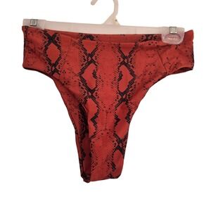 Burnt Orange Snakeskin High Waisted Bikini Bottom Small